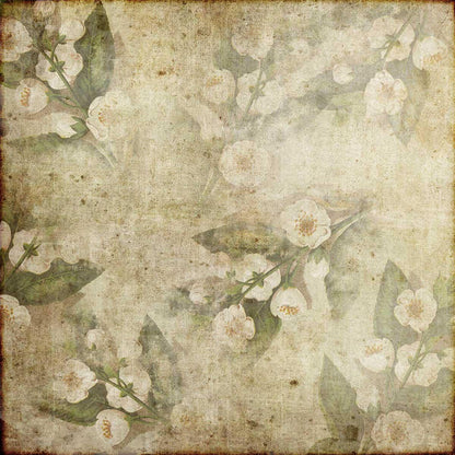 White Flowers Vintage Photography Backdrops for Studio Prop