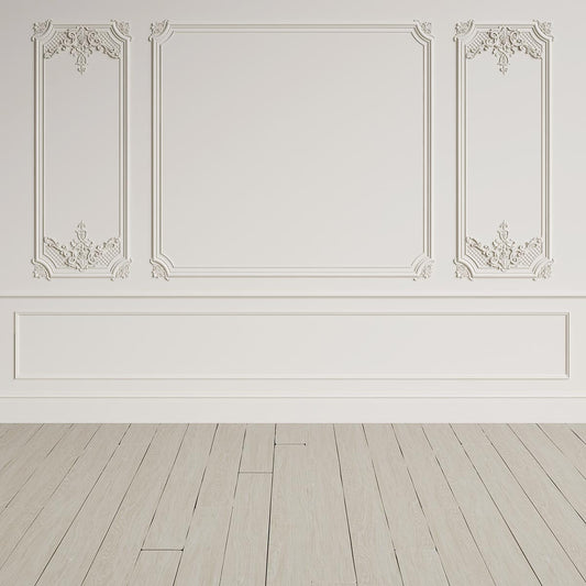 Wedding White Wall Wood Floor Backdrop for Studio