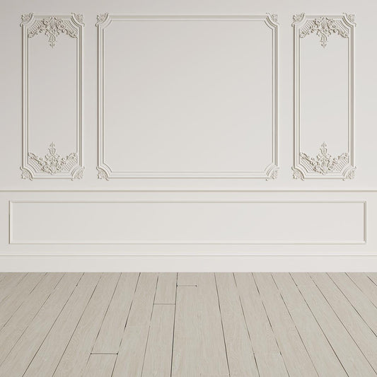 Wedding White Wall Wood Floor Backdrop for Studio