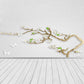 White and Grey Wood Floor Butterfly Branches Flowers Backdrops
