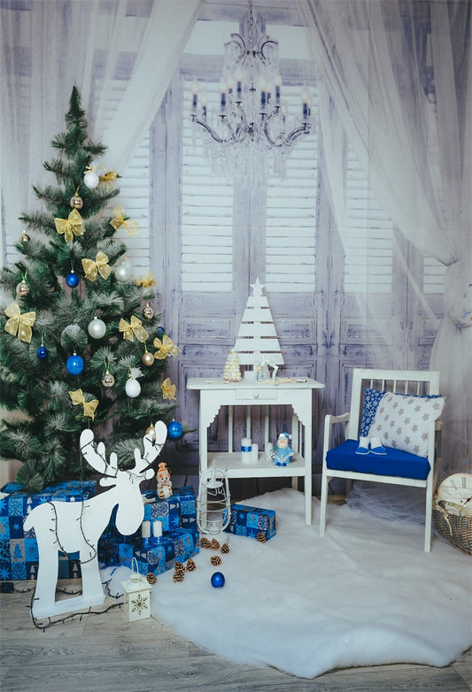 Blue Christmas Curtain Photography Backdrops