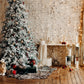 Brick Wall Christmas Tree Wood Floor Photo Backdrop