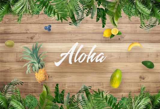 Aloha Summer Wood Wall Palm Tropical Photography Backdrop