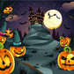 Big Pumpkin Bats Witch Halloween Backdrops