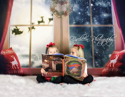 Christmas Backdrop Winter Snowflake Pillow Santa for Party