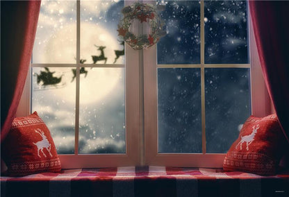 Christmas Backdrop Winter Snowflake Pillow Santa for Party