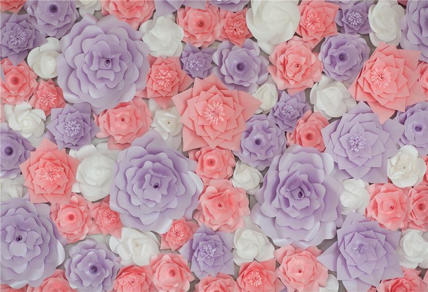 Pink Lavender 3D Flowers Backdrop for Birthday Photo Booth Prop