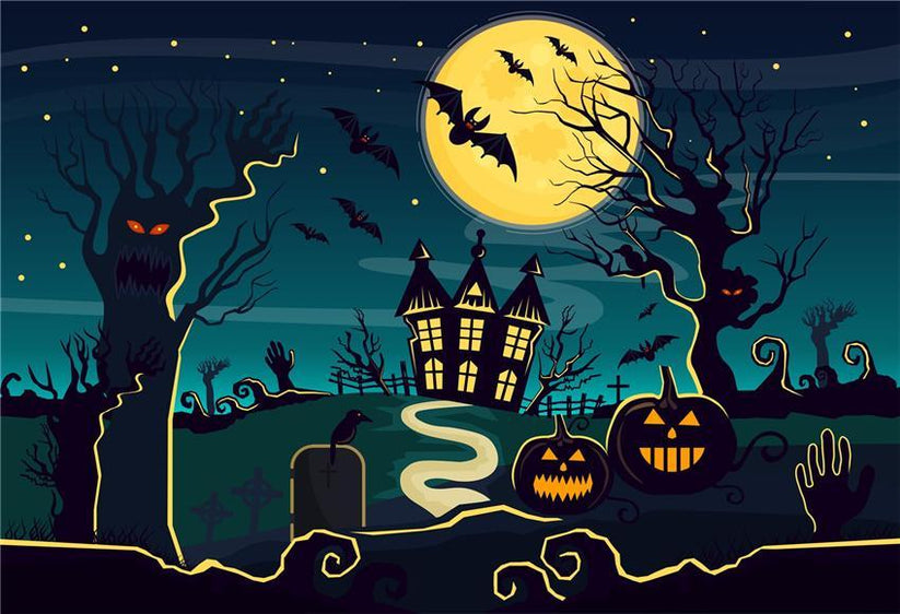 Buy Ghost Tree Bats Halloween Backdrops Online – Starbackdrop