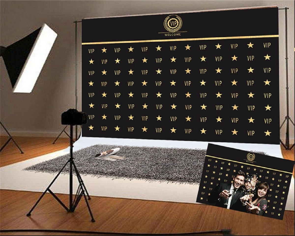 Black Gold VIP Background Shiny Stars Photo Backdrops