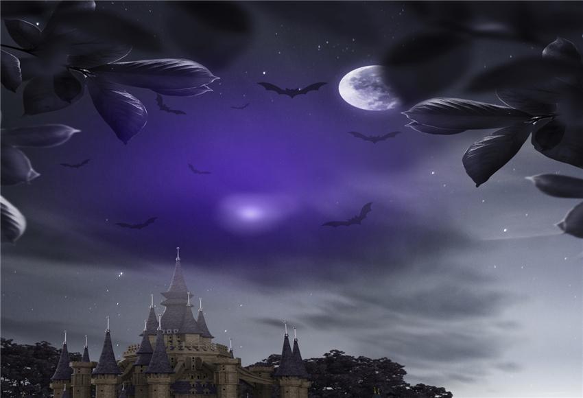 Castle Bats Halloween Backdrop