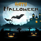 Black Bats Castle Happy Halloween Backdrop