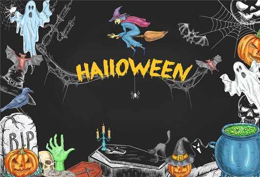 Black Halloween Spider Web B.I.P Photography Backdrops