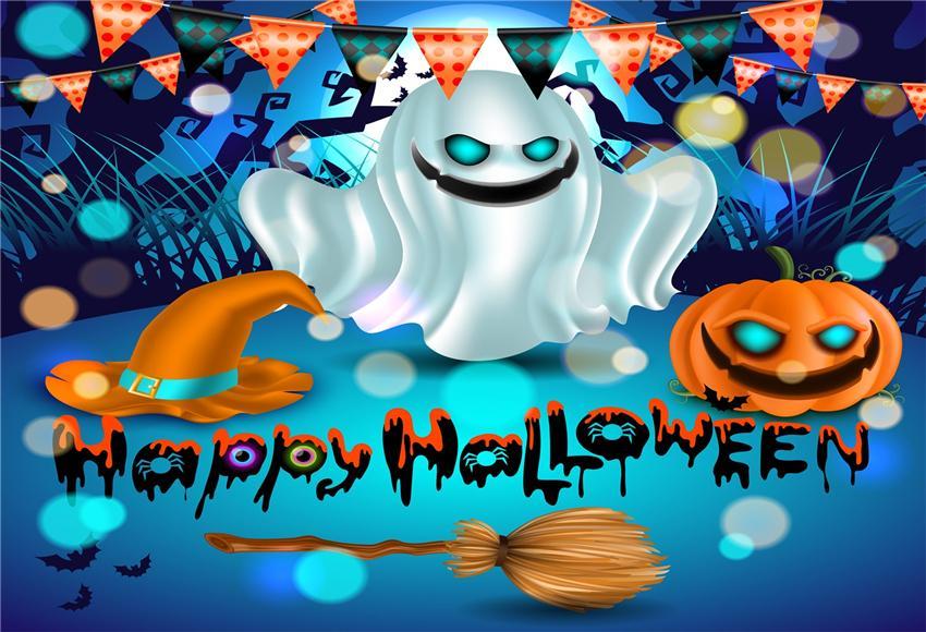 Ghost Flags Happy Halloween Backdrops