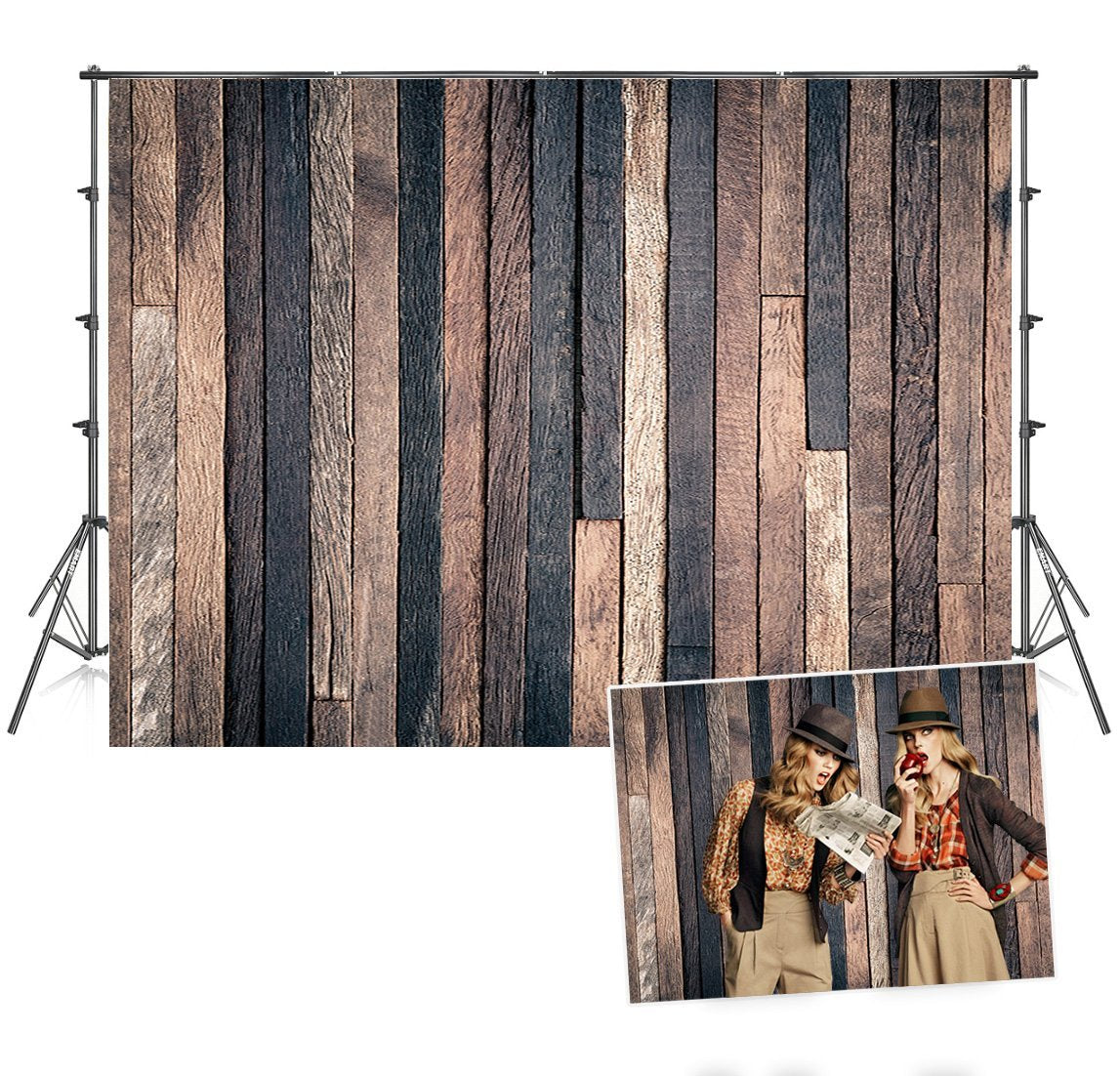 Anti-Wrinkle Dark Wood Wall Photo Backdrop for Pictures
