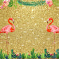 Gold Shiny Tropical Hawaii Flamingo Spring Photo Backdrop for Pictures