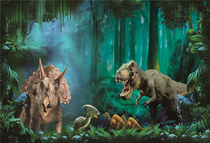 Ancient Forest Tyrannosaurus Rex Birthday Backdrop Decoration