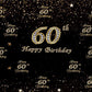 60th Diamond Happy Birthday Gold Star Backdrop for Party
