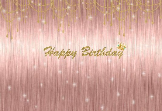 Rose Gold Happy Birthday Shiny Polka Photo Backdrops