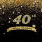 Happy Birthday 40th Gold Shiny Stars Table Banner Backdrops