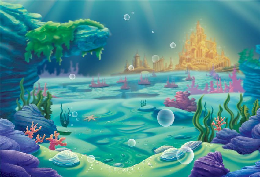 Undersea Gold Castle Baby Show Backdrops for Party