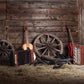 Wooden Vintage Straw Barn Music Photography Backdrop for Autumn