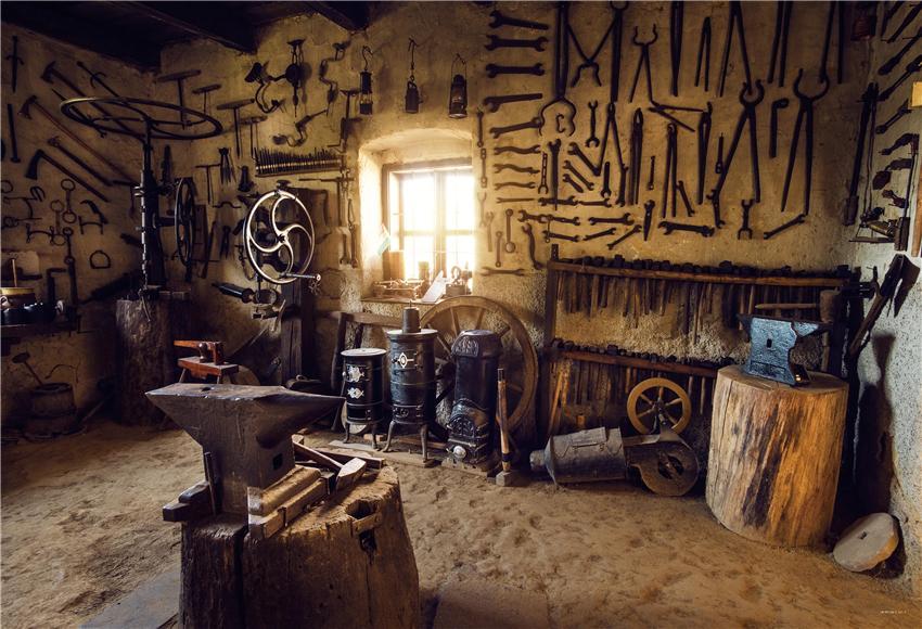 Ancient Tool Workshop Vintage Barn Photo Studio Backdrops