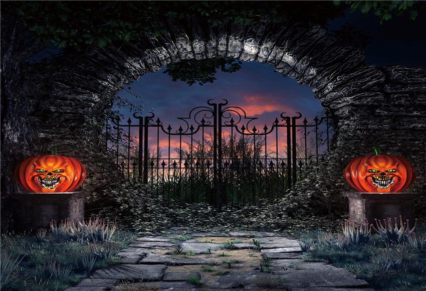 Halloween Stone Gate Halloween Backdrop