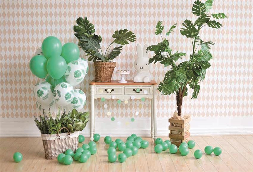 Tropical Birthday Wood Floor Backdrop for Party