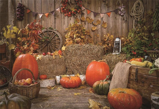Rustic Wooden Fall Straw Backdrops