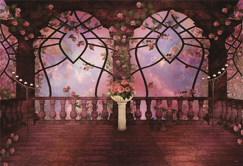 Vintage Flowers Observation Deck Wedding Backdrop