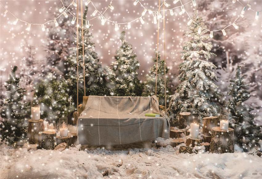 Glitter Snowflake Christmas Tree Backdrop for Studio