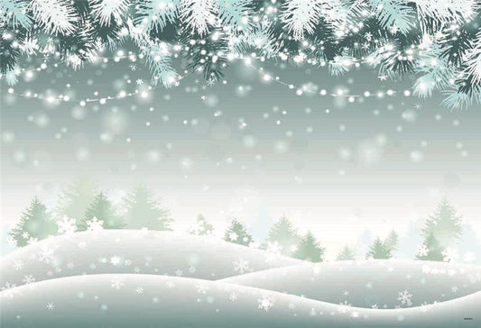 Snow Christmas Pine Bright Photo Booth Backdrop for Photo