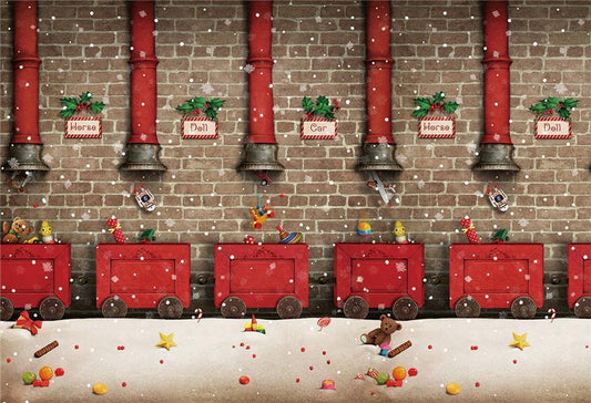 Brick Wall Red Chimney Christmas Backdrops
