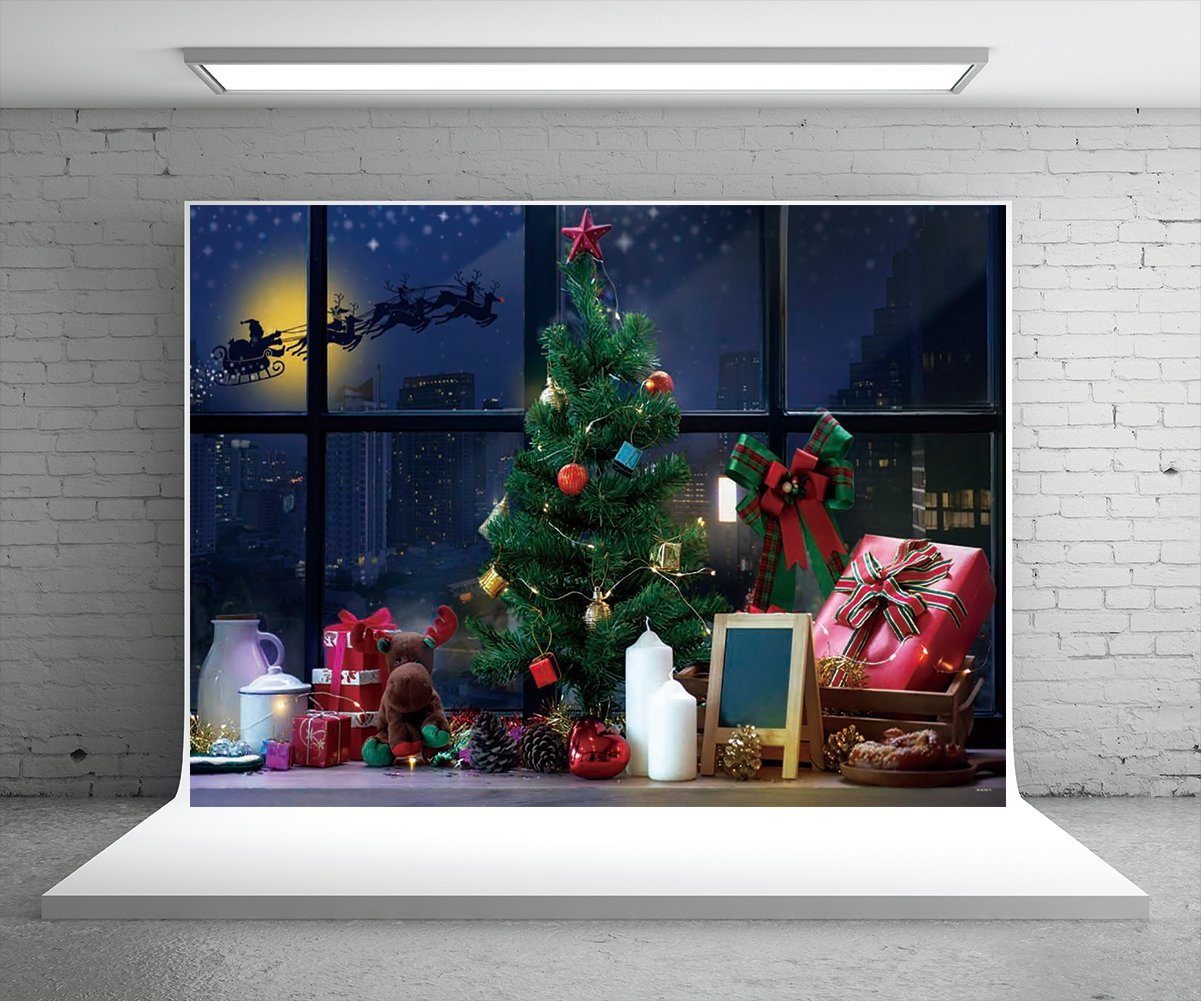 Santa Claus Christmas Window Photo Backdrops