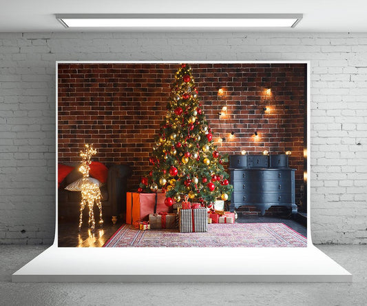 Dark Brick Wall Christmas Backdrop for Party