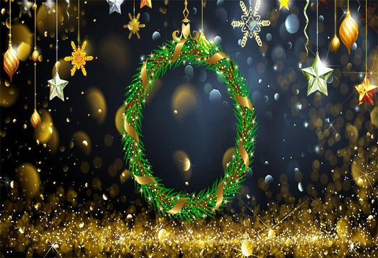 Glitter Wreath Christmas Stars Photo Backdrops