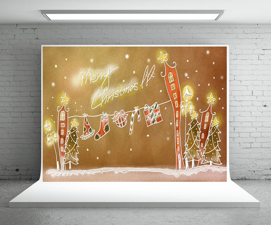 Merry Christmas Cartoon Backdrop for Picture