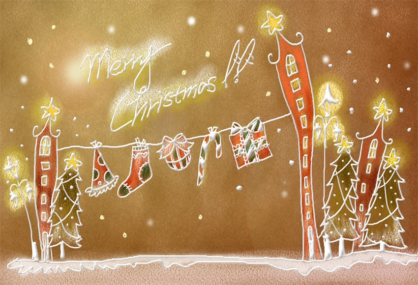 Merry Christmas Cartoon Backdrop for Picture