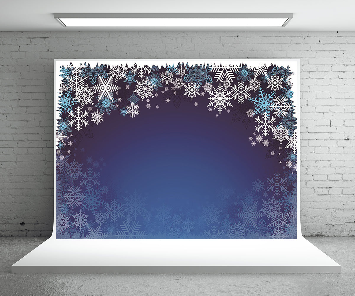 Snowflake Blue Christmas Photography Backdrops for Picture