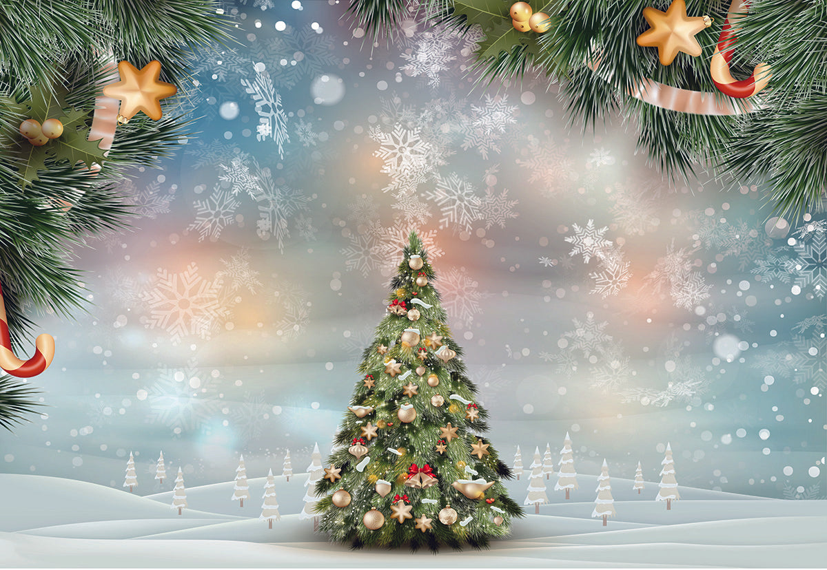 Snow Christmas Tree Winter Photo Studio Backdrops for Picture