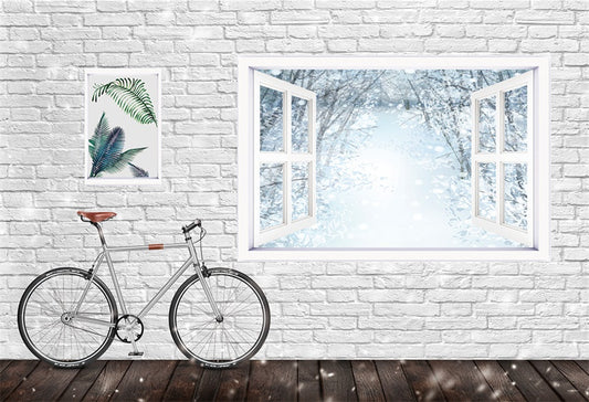 Winter Christmas White Brick Backdrop for Studio