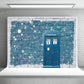 Winter Blue Brick Snow Backdrop for Photography Prop