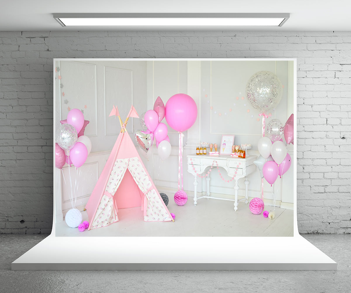 Pink Tent Baby Show Decor Birthday Backdrops