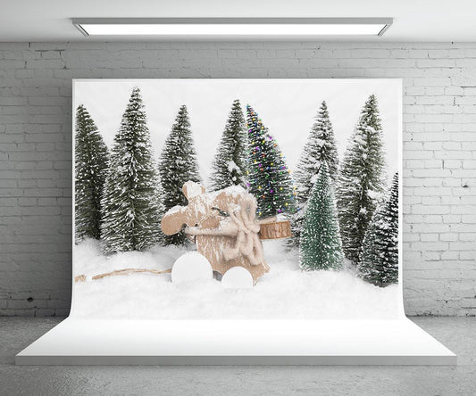 Winter Snow Pine Photography Backdrops for Christmas