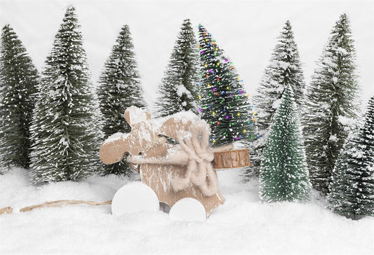 Winter Snow Pine Photography Backdrops for Christmas