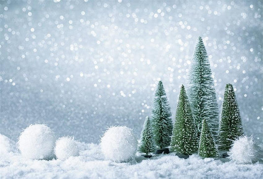 Sliver Glitter Snow Pine Photography Backdrop for Christmas