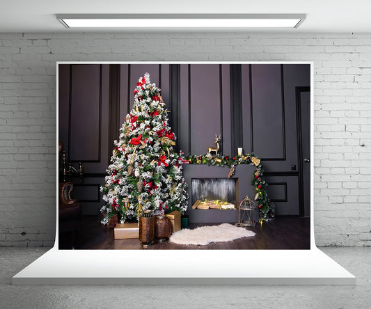 Black Fireplace Christmas Photography Backdrops Prop for Photo