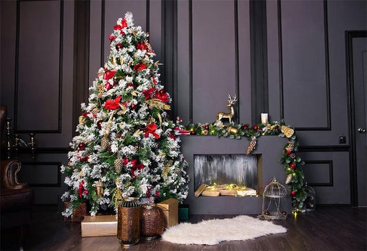 Black Fireplace Christmas Photography Backdrops Prop for Photo