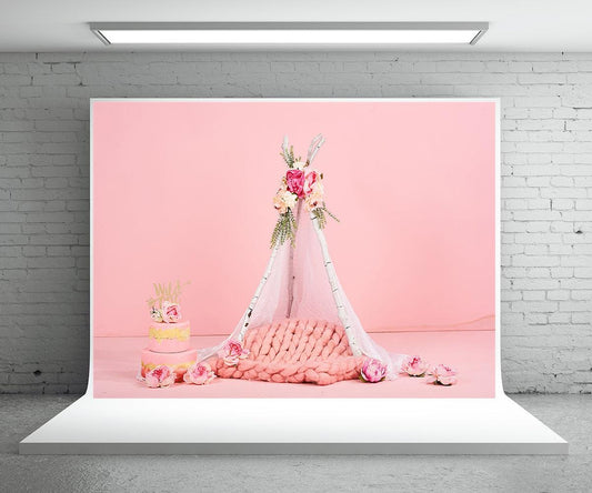 Pink Wigwam Newborn Floral Backdrops for Photography Prop