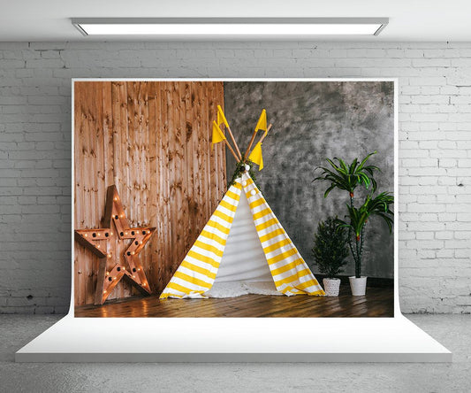 Yellow and White Tent Baby Show Backdrops for Party